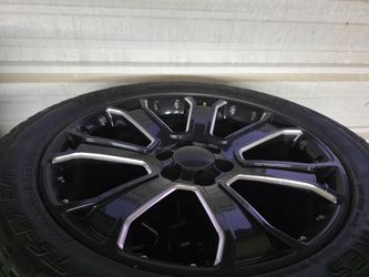 22-Inch Black Machined Alloy Wheel with Tire