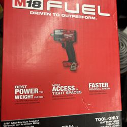 Milwaukee M18 FUEL GEN-2 18V Lithium-lon Mid Torque Brushless Cordless 3/8 in. Impact Wrench with Friction Ring (Tool-Only)