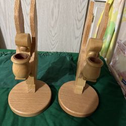 Wooden Angel Candle Holders