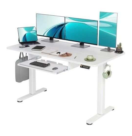 BRAND NEW
Claiks Standing Desk with Keyboard Tray, Electric Standing Desk Adjustable Height, 55x24 Inches Sit Stand up Desks with Splice Board, Raisi