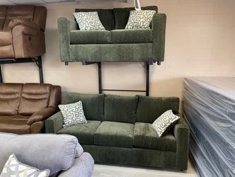 GREEN SOFA LOVESEAT SET SALE