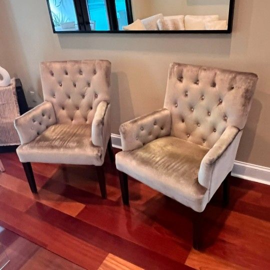 2 Gold Velvet Chairs