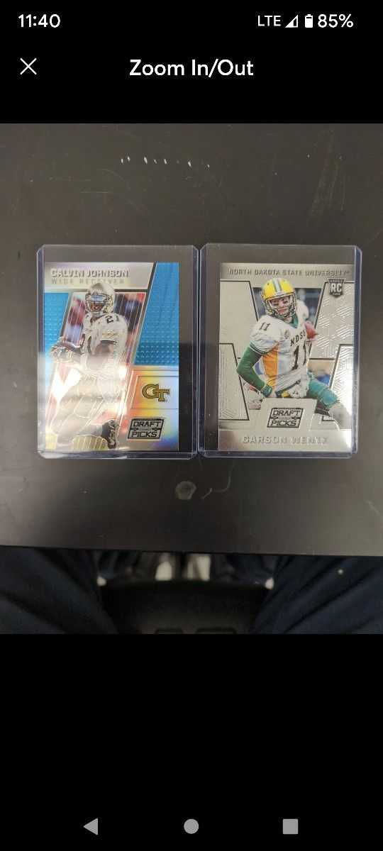 Carson Wentz and Calvin Johnson football rookie card