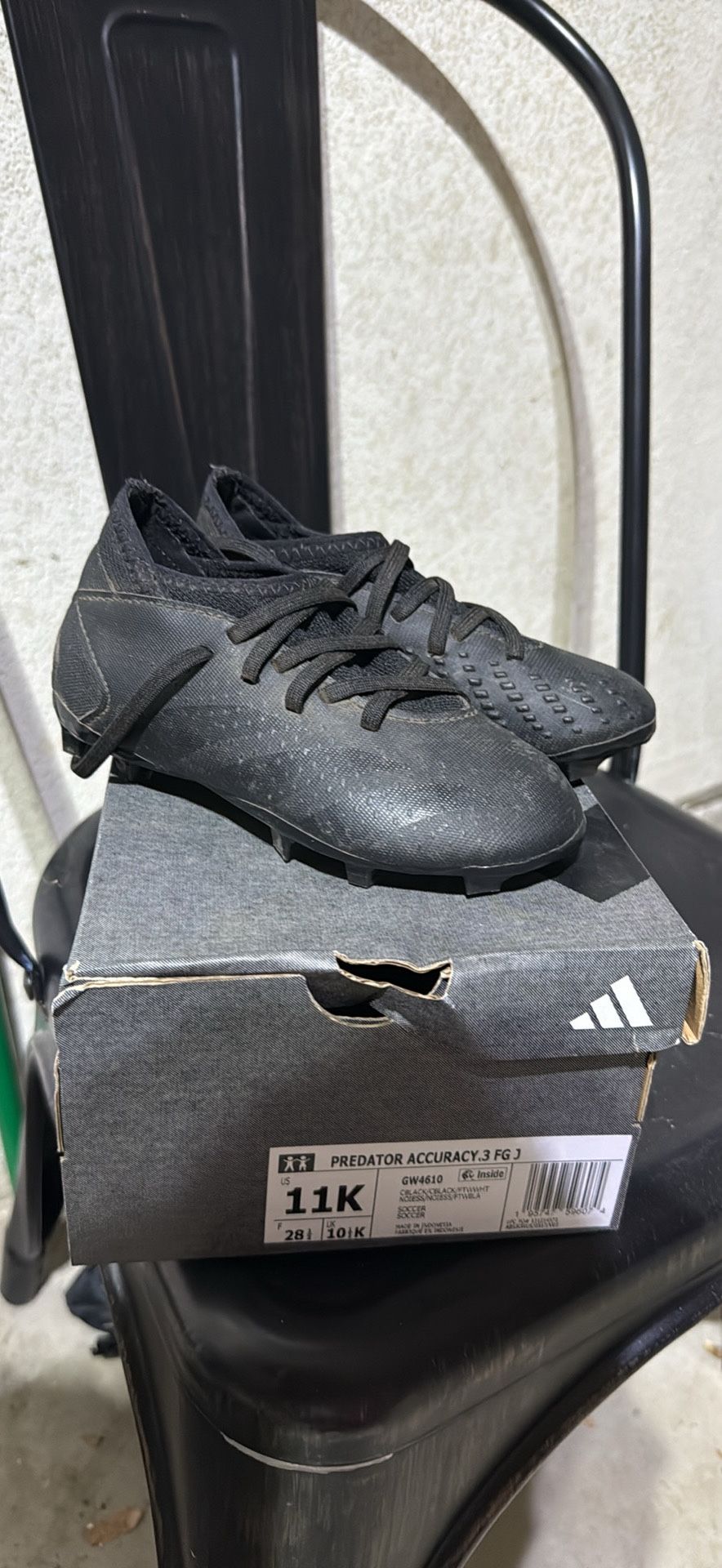 Adidas Size 11K Black Soccer Cleats