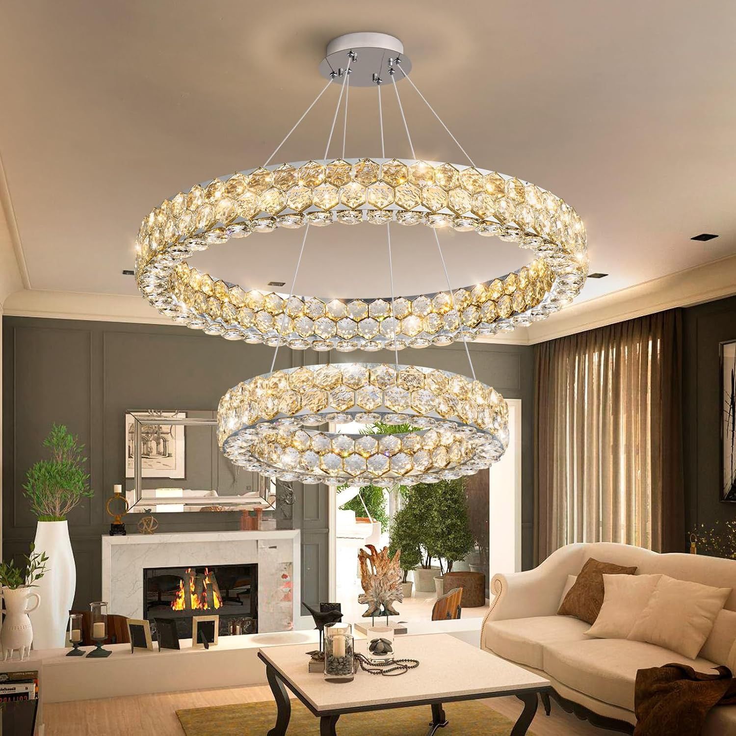 Modern Rings Chandelier, LED Chandeliers for Dining Room Round