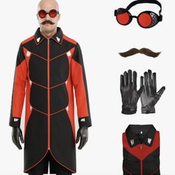 Men's Cosplay Costume Dr. Eggman Ivo Robotnik from Sonic Hedgehog Sz Small