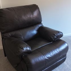 Recliner  With Faux Leather Dark Brown 