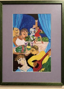 Original Signed Mixed Media Jazz / Cabaret Artwork – Framed – 2000; $175 OBO
