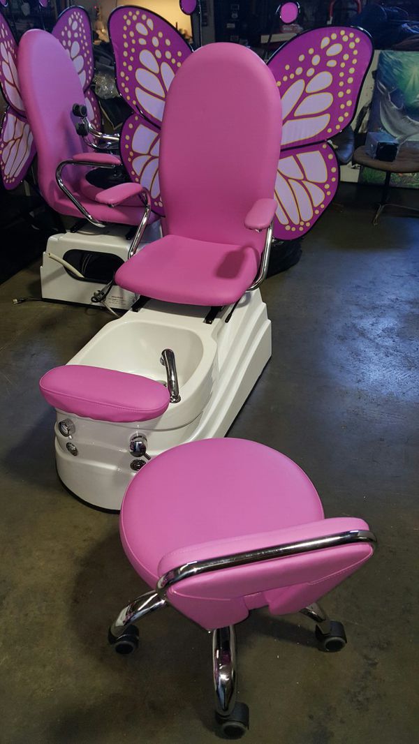 Surstream Professional Butterfly Pink Pedicure Chair With Stand
