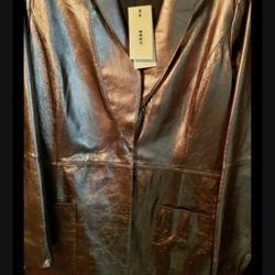 DKNY Womans Leather Coat