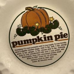 Mount Clemens Pottery Pumpkin Pie Recipe Deep Dish Pie Plate