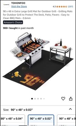 TWO 90 x 48 in Extra Large Grill Smoker Mat for Outdoor Grill - Grilling Mats for Outdoor Grill to Protect The Deck, Patio, Pavers