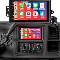 Car Stereo Radio Chevrolet Silverado 2003-2006 Suburban Tahoe Avalanche, GMC Sierra, Wireless CarPlay Android Auto, 7” Touch Screen, Backup Camera