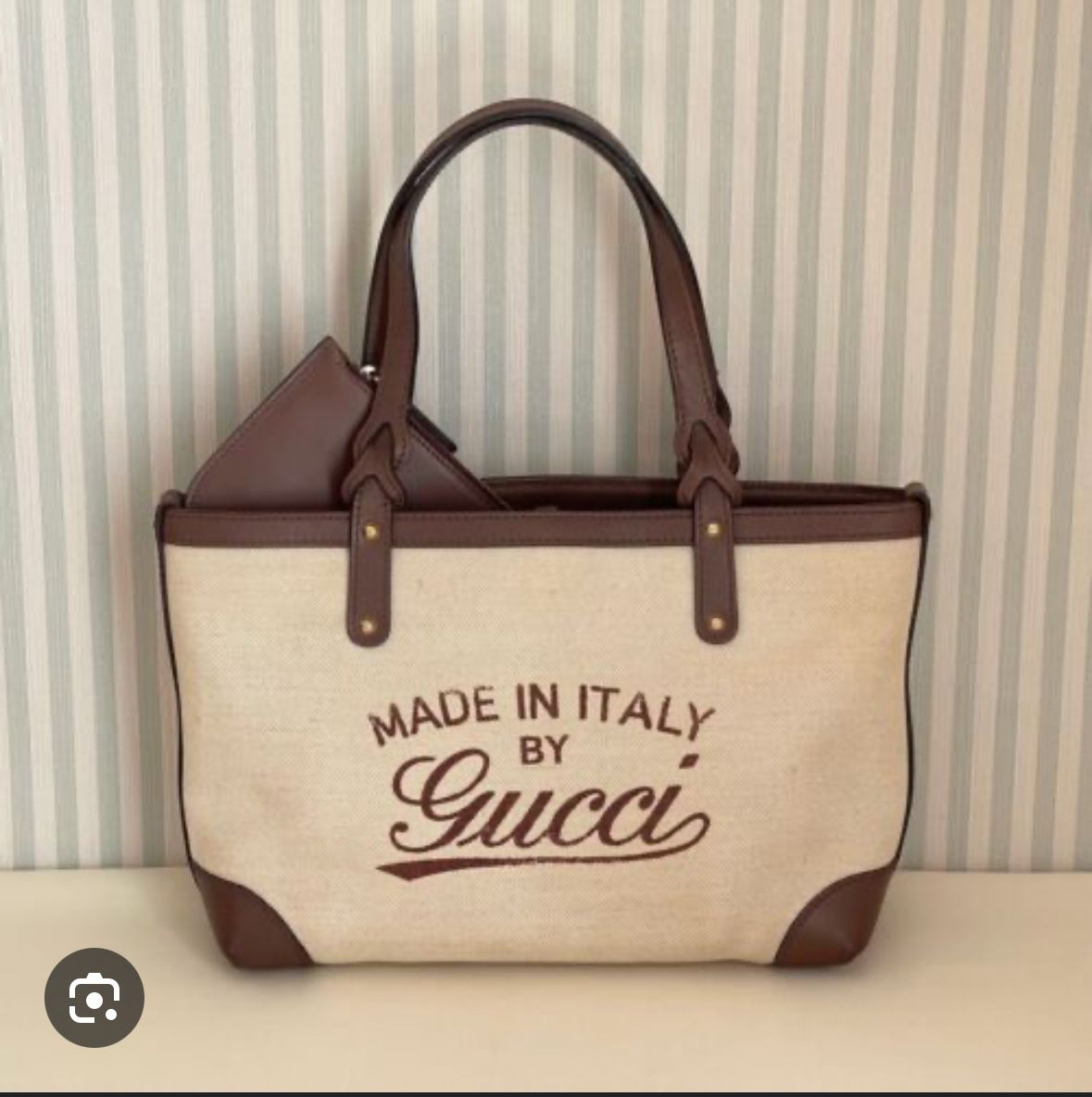 GUCCI Japan Limited Edition craft canvas tote bag Leather Pouch MADE IN ITALY