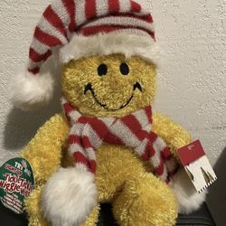 Vintage Plush Smiley Face Tickle Wiggle Christmas 