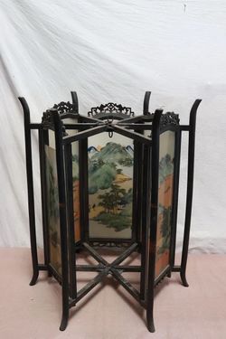 Antique Chinese Lantern Reverse Painted Glass