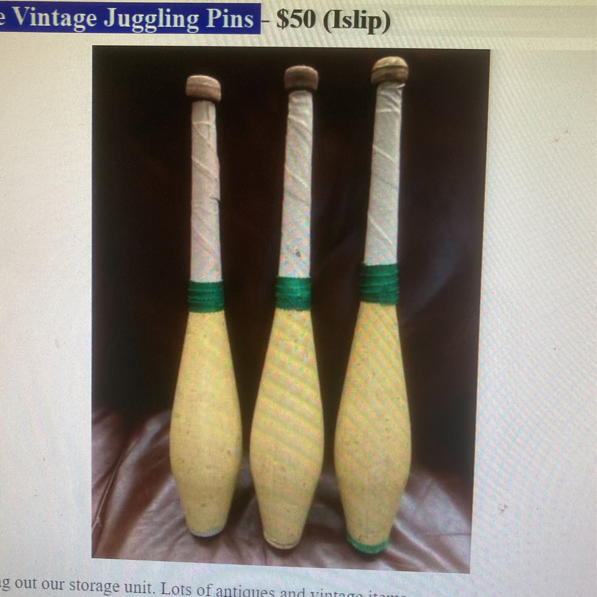 Three Vintage Juggling Pins