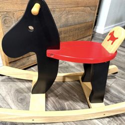 Ikea Rocking Horse Solid Wood - in Terrific Pre-owned Condition - see below A few very small scuffs - and a few toddler teeth marks on one of the hand