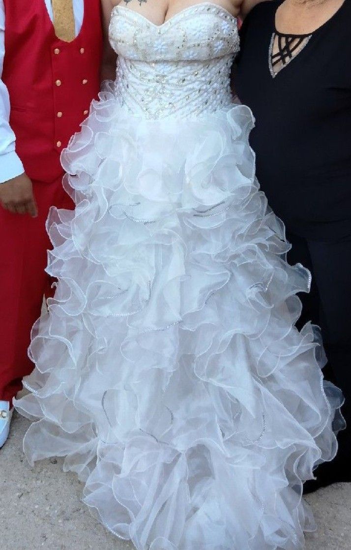 White Strapless Ball Gown Wedding Dress