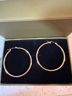 14k Yellow Gold Hoops 1.5 inches