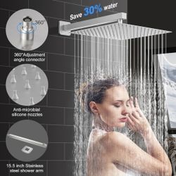 System with Rainfall Shower Head and Handheld,High Pressure Shower Faucet Set Fixture Combo with 2 in 1 Handheld Spray Rough-in Valve,12 Inch Shower H