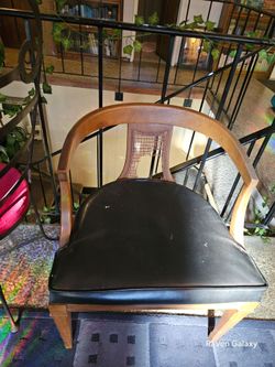 Vintage Solid Wood Cane-Back Accent Chair