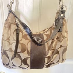 Coach Signature Stripe Convertible Hobo F19281 Bag