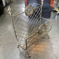 Vintage Hollywood Regency Gold Finish Magazine Rack 