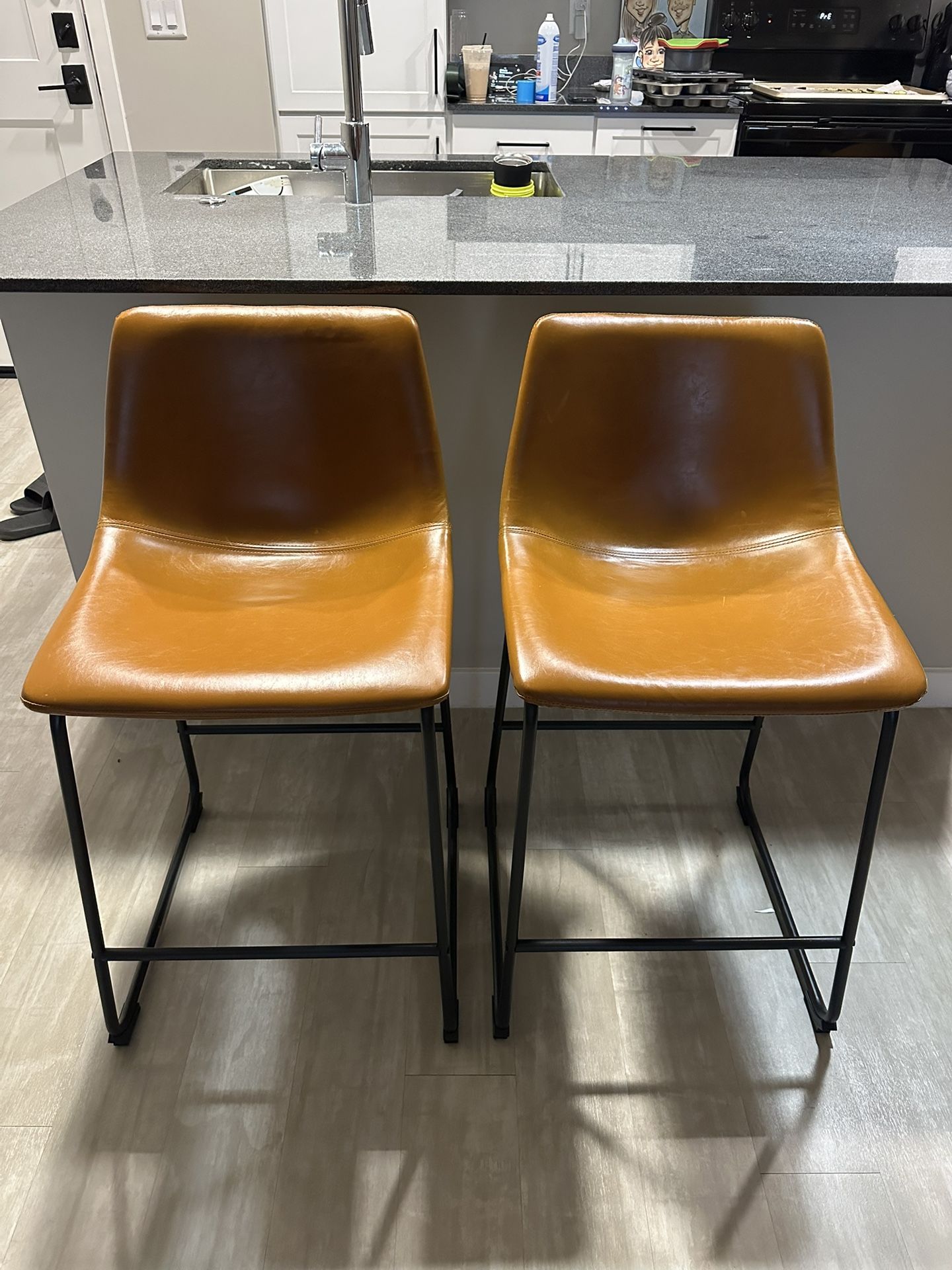 Counter Stools Leather Walker Edison (Sold As Pair)