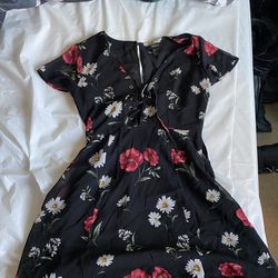 Mini floral black dress
