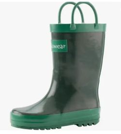 OAKI Kids Waterproof Rubber Rain Boots with Easy-On Handles, Size: 6T