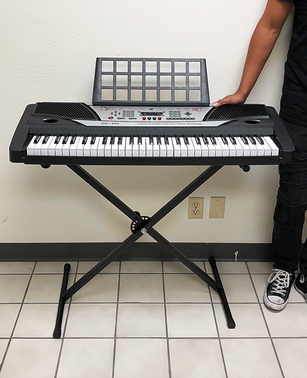 New $75 Music Electric Keyboard Digital Piano Beginner Organ w/ Stand Talent Gift 61 Key