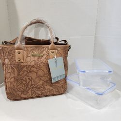 Revive Vintage Floral Insulated Lunch Tote  Bag with 2 Containers New With Tags