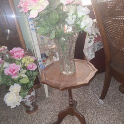 Antique Table With A Crystal Flower Vase