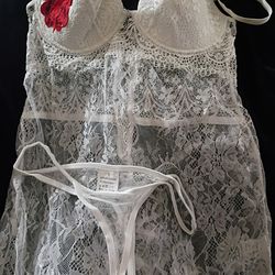 Sexy Mesh Dark Grain Thin Transparent Nightdress and panties set
