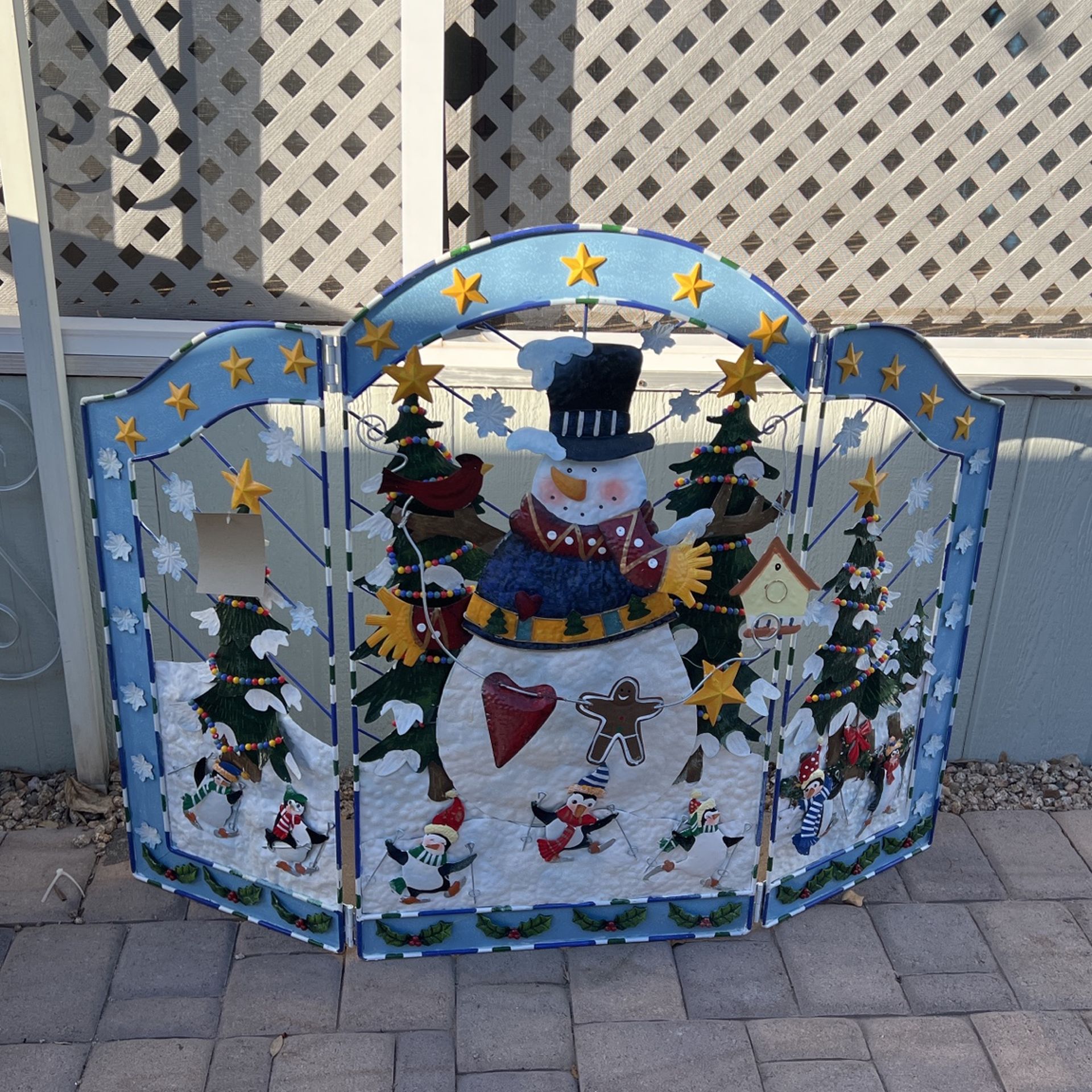 Tri Fold Christmas Fireplace Screen 