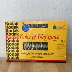 1991 Kodak Color Of Christmas 100 Light Extra Bright “Add-A-Set” Holiday Lights