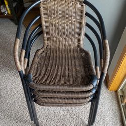 $29 EACH Rattan Indoor-Outdoor Patio Chairs Restaurant Stack Chair Brown Armchairs Porch Outdoor Bistro Cafe Shop Chairs