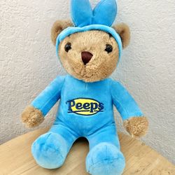 Peeps Easter Bear Plush In Blue Hooded Outfit 12 inches