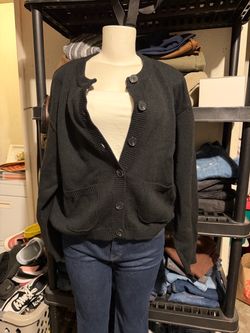 Large black cardigan sweater