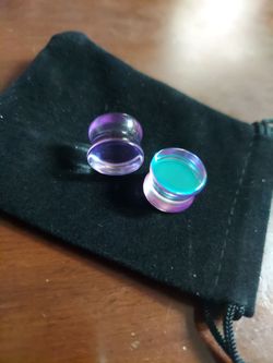 Pink Purple Glass Plugs 9/16" 14mm