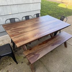 Farmhouse Style Wooden Dining Table 