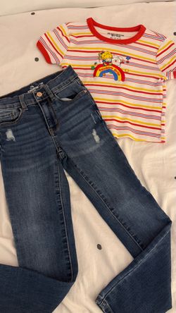 Rainbow Brite Crop Top & Jordache Jeans Bundle