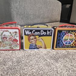 3 Tin Vintage Lunch Boxes