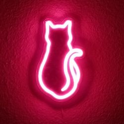 Cat LED Neon Wall Mirror