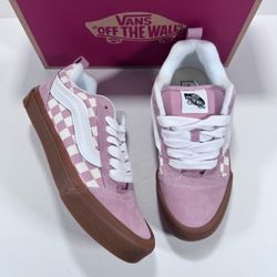 Vans Knu Skool Gum Checkerboard Misty Mauve Pink Chunky Sneakers Women Size 8.5