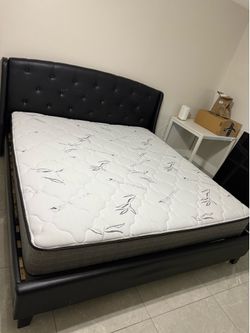 King bed frame and bamboo mattress
