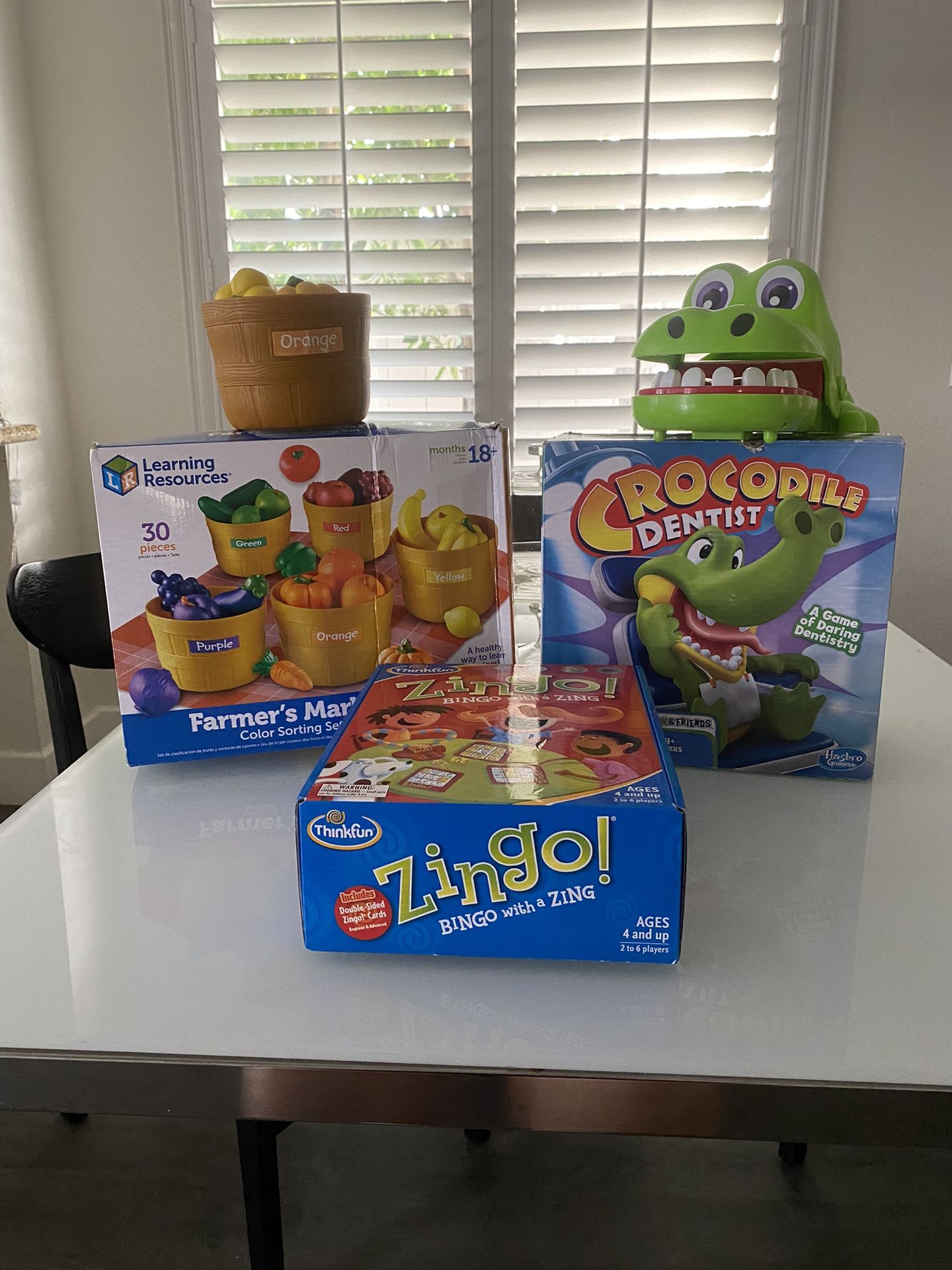 Games , Zingo,  Crocodile Dentist & Farmers Market 