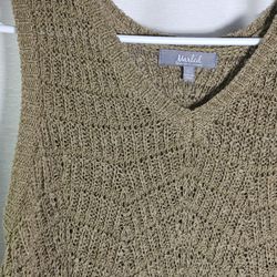 Marled Women's Sz XL Sleeveless Tan Large Knit Neutral Lightweight Sweater Vest