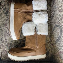 Koolaburra by UGG Tynlee Chestnut Womens  Faux Fur Zip Suede Waterproof Boots 9